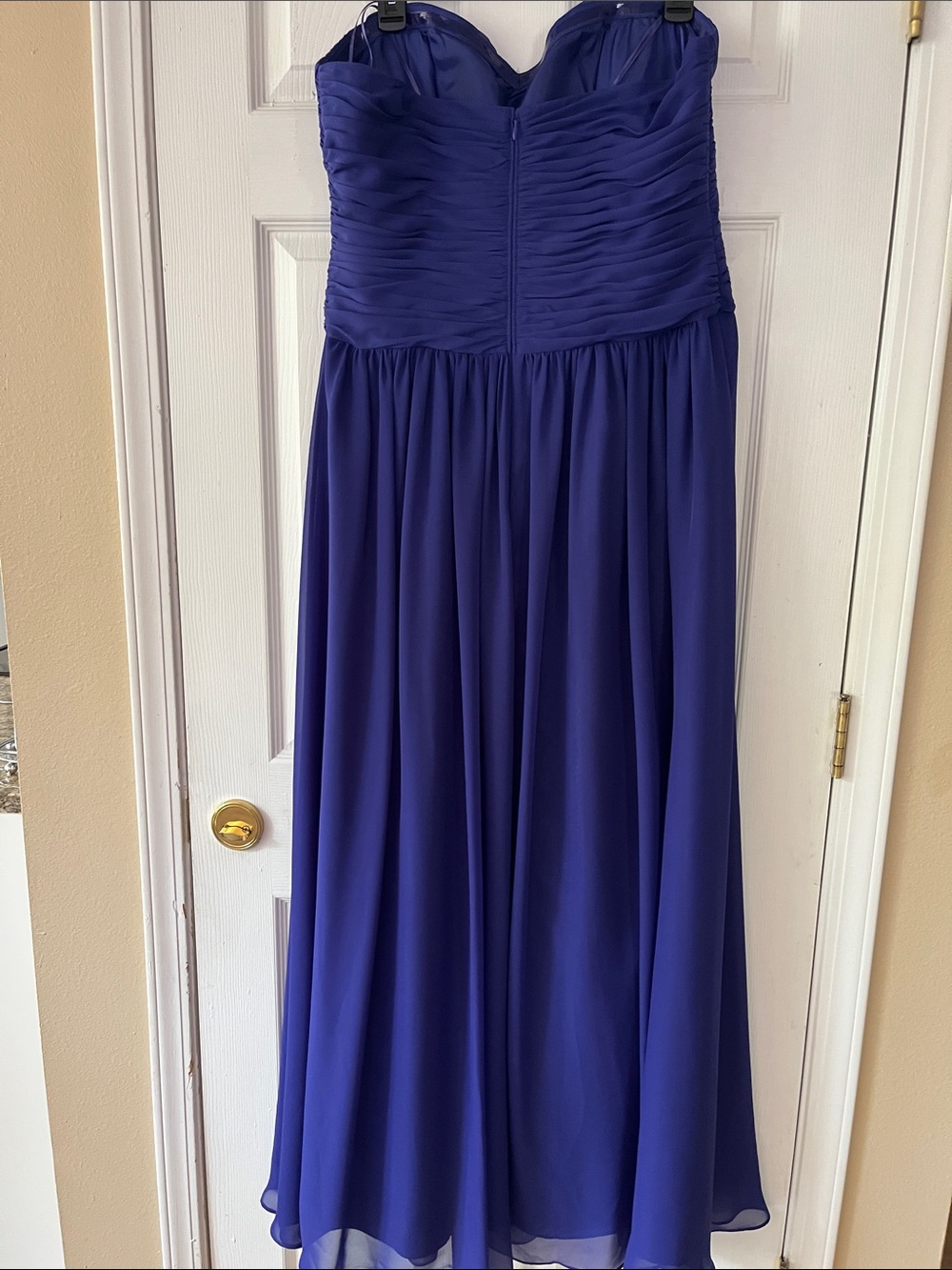 JS Boutique Strapless Purple Chiffon Gown - Picture 3 of 5